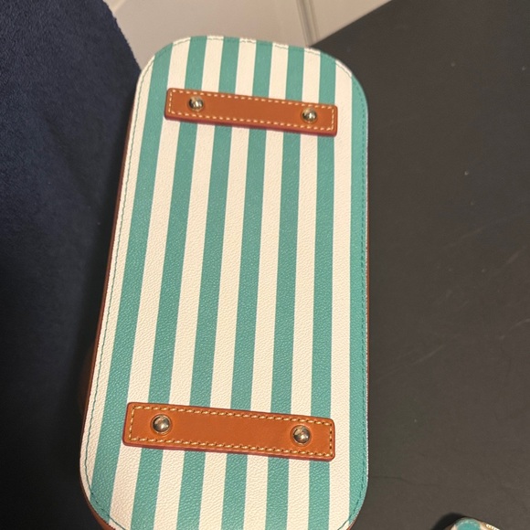 Dooney & Bourke Teal and Tan Striped Satchel - Picture 10 of 16